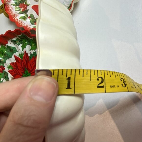Vtg Christmas Molded Plastic Bowls Santa Poinsettia Candles Scalloped Set of 3 - Picture 7 of 7